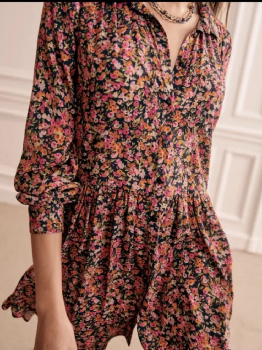 Sezane Leana Dress in Blossom Marine- Size FR42/US10